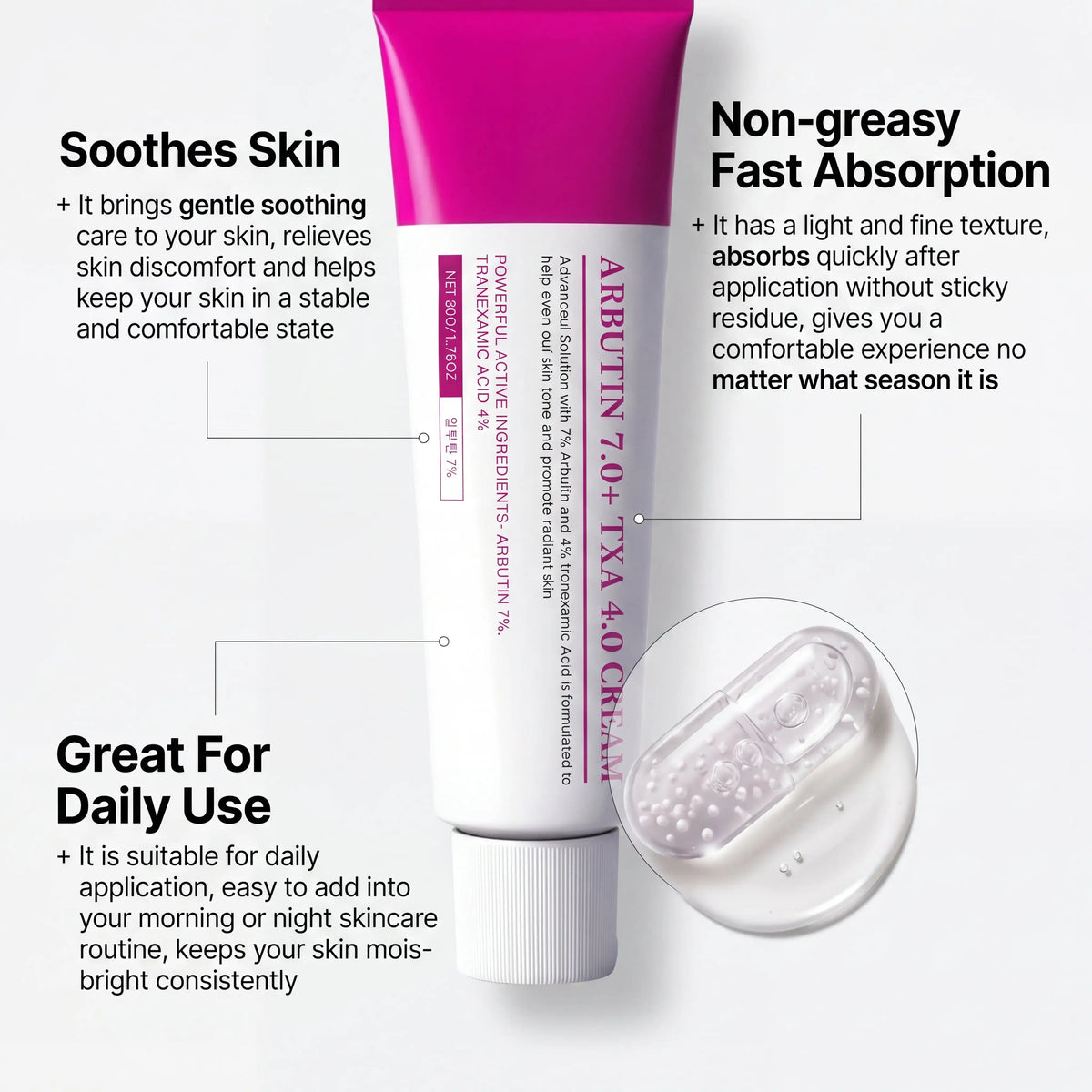 ARBUTIN+TXA Facial Moisturizing Cream Lightweight Daily Hydrating Lotion Arbutin Face Gel Cream Non Greasy Glow Skincare 50G